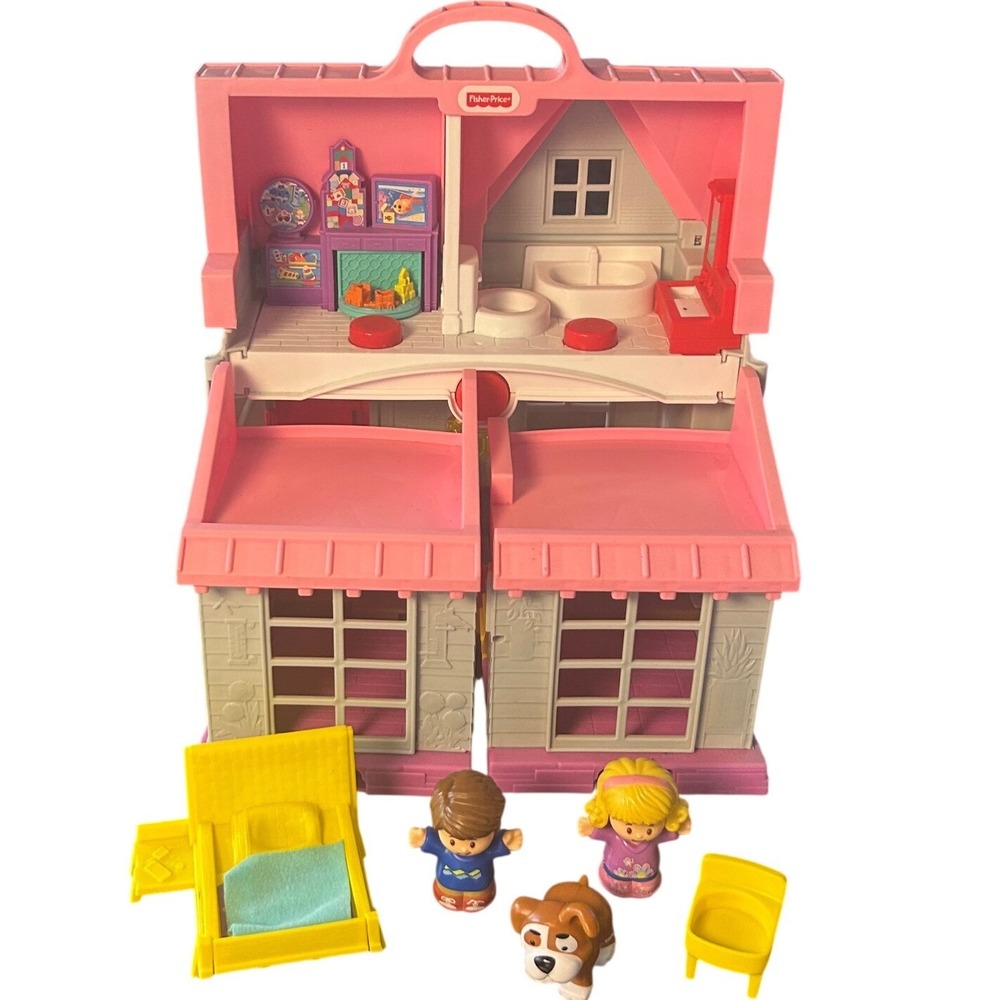 Fisher Price Little People Big Helpers Home Kids Pink Foldout Pretend Play House